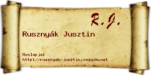 Rusznyák Jusztin névjegykártya