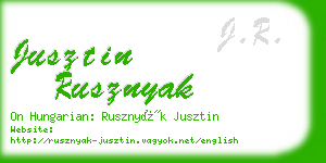 jusztin rusznyak business card